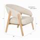 Fauteuil de Salon Bright Zuiver Siège en Chêne et Tissu Beige Assise Design Scandinave 69x71x76cm