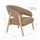 Fauteuil de Salon Bright Zuiver Siège en Chêne et Tissu Marron Assise Design Scandinave 69x71x76cm