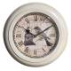 Horloge Murale en Acier avec Vitre en Plexiglass Pendule Motif Cage et Oiseau Blanc 4x32x32cm