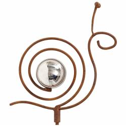 Escargot en Acier Oxydé et Boule Chromée Animal de Jardin à Planter Gastéropode Rigolo 4x14x94cm