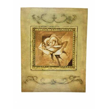 Tableau Mural ou à Poser au Motif Rose Encadrée Toile Imprimée sur Cadre en Bois 2x35x45cm