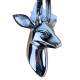 Tête d'Antilope Murale Décoration en Fonte d'Aluminium Chromée Sculpture Tête Animale Design Jungle 9x12x29cm