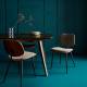 Lot de 2 Chaises Olympia Signature Assises de Table Sièges en Noyer Couleur Naturelle, Métal Noir et Velours Gris 45x46x77cm