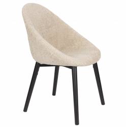 Chaise Fenna Dutchbone Assise en Acier Noir et Tissu Bouclette Beige Siège de Table Tendance 54x57x81,5cm