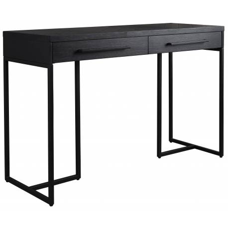 Bureau Class Dutchbone Console de Rangement Meuble Design Industriel Vintage en Acier et Bois Plaqué Acacia Noir 45x78x120cm