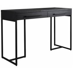 Bureau Class Dutchbone Console de Rangement Meuble Design Industriel Vintage en Acier et Bois Plaqué Acacia Noir 45x78x120cm
