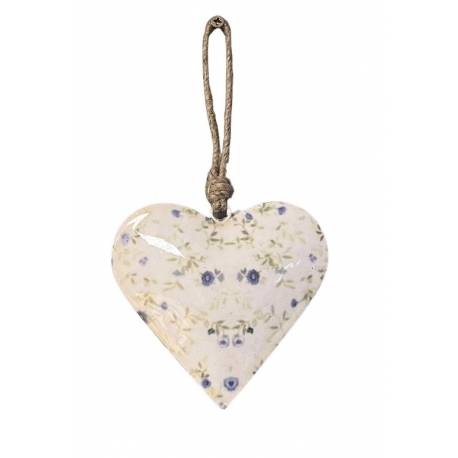 Coeur Décoratif en 3D à Poser ou à Suspendre Décoration Murale en Acier Verni Fleuri 2,5x12,5x12cm