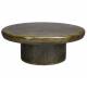 Table Basse Mush Dutchbone Table de Salon Ronde en Manguier Finition Vert Olive Brillante Sellette Rétro 30x80x80cm