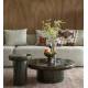 Table Basse Mush Dutchbone Table de Salon Ronde en Manguier Finition Vert Olive Brillante Sellette Rétro 30x80x80cm