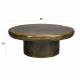 Table Basse Mush Dutchbone Table de Salon Ronde en Manguier Finition Vert Olive Brillante Sellette Rétro 30x80x80cm
