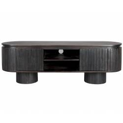 Meuble TV Kenji Dutchbone Enfilade en Manguier Marron 2 Portes 1 Niche Meuble de Rangement Bas 40x45x140cm