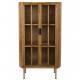 Vitrine Yaz Woody Armoire Vitrée en Hévéa Meuble de Rangement Double Porte à Etagères 38x80x140cm