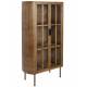 Vitrine Yaz Woody Armoire Vitrée en Hévéa Meuble de Rangement Double Porte à Etagères 38x80x140cm