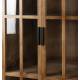 Vitrine Yaz Woody Armoire Vitrée en Hévéa Meuble de Rangement Double Porte à Etagères 38x80x140cm