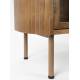 Vitrine Yaz Woody Armoire Vitrée en Hévéa Meuble de Rangement Double Porte à Etagères 38x80x140cm