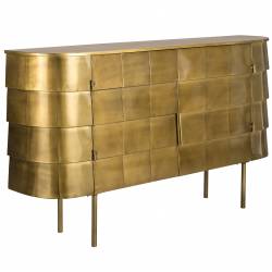 Buffet Hanna Dutchbone Bahut sur Pied en Acier Doré Meuble de Rangement Double Porte 26x70x117cm