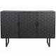 Buffet Linc Woody Bahut 3 Portes Meuble de Rangement en Acier et Bois Noir Design Géométrique 36x90x135cm