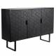 Buffet Linc Woody Bahut 3 Portes Meuble de Rangement en Acier et Bois Noir Design Géométrique 36x90x135cm