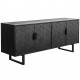 Enfilade Linc Woody Buffet Bas en Acier et Bois Noir Meuble 2 Caissons 4 Portes Design Géométrique 36x58x140cm