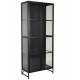 Armoire Rob Woody Vitrine en Verre et Acier Noir Meuble Vitré Rangement sur Pied 35x70x170cm