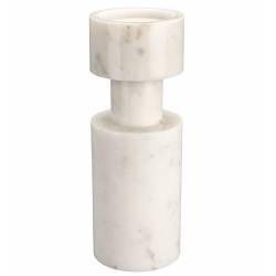Bougeoir Paros Dutchbone Candélabre en Marbre Blanc Support à Bougie Design 10x10x27cm