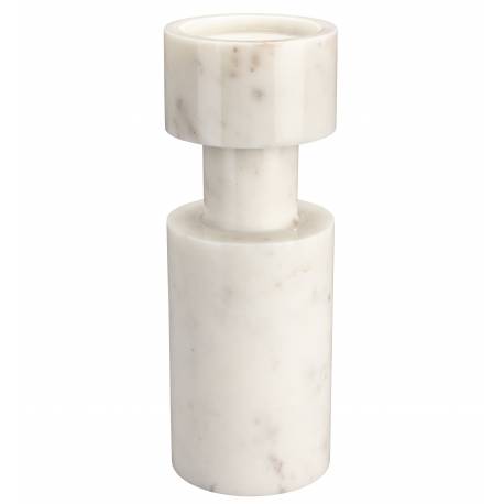 Bougeoir Paros Dutchbone Candélabre en Marbre Blanc Support à Bougie Design 10x10x27cm