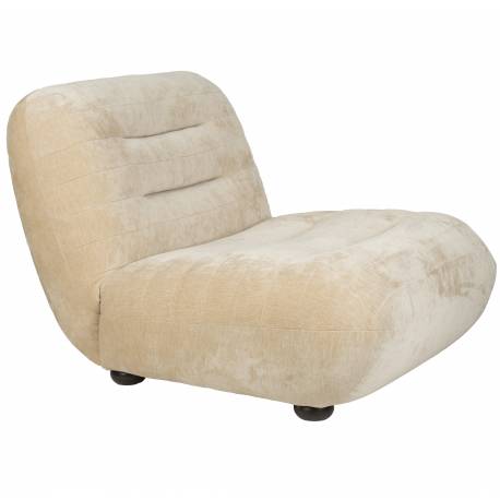Fauteuil Lounge Wyatt Dutchbone Assise 1 Place Velours Beige et Bois Sofa Siège de Salon Rétro 70,5x87x101cm