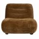 Fauteuil Lounge Wyatt Dutchbone Assise 1 Place Velours Cognac et Bois Sofa Siège de Salon Rétro 70,5x87x101cm