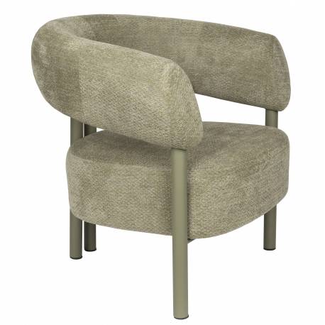 Fauteuil Heels Zuiver Siège de Salon en Acier et Tissu Assise Lounge Vert 70x75x82cm