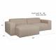 Canapé d'Angle Milka Zuiver Sofa 3 Places Tissu Cappuccino Méridienne Droite Banquette de Salon 70x141x247cm