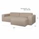 Canapé d'Angle Milka Zuiver Sofa 3 Places Tissu Cappuccino Méridienne Gauche Banquette de Salon 70x141x247cm