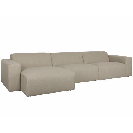 Canapé d'Angle Milka Zuiver Sofa 4,5 Places Tissu Cappuccino Méridienne Droite Banquette de Salon 70x141x350cm