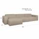 Canapé d'Angle Milka Zuiver Sofa 4,5 Places Tissu Cappuccino Méridienne Droite Banquette de Salon 70x141x350cm