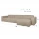 Canapé d'Angle Milka Zuiver Sofa 4,5 Places Tissu Cappuccino Méridienne Gauche Banquette de Salon 70x141x350cm