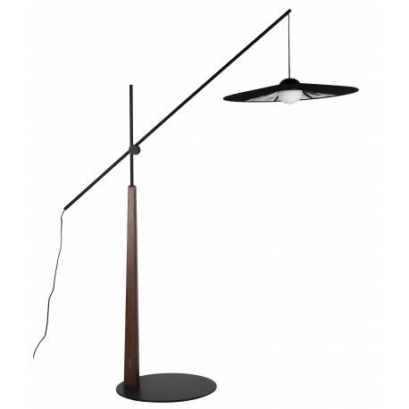 Lampadaire Belle Zuiver Lampe sur Pied en Acier Noir, Noyer et Corde Tressée Luminaire Design Aérien 65x180x200cm