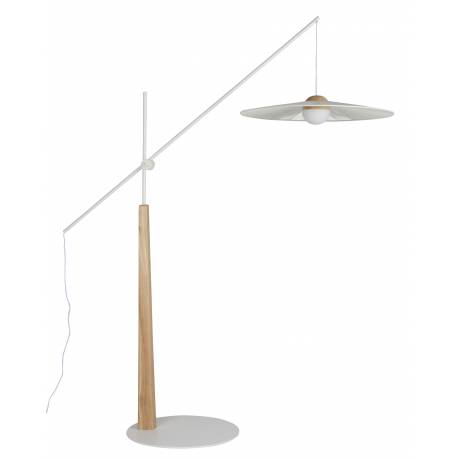 Lampadaire Belle Beige Zuiver Luminaire Eclairage Réglable en Hauteur en Acier, Noyer et Corde 65x180x200cm