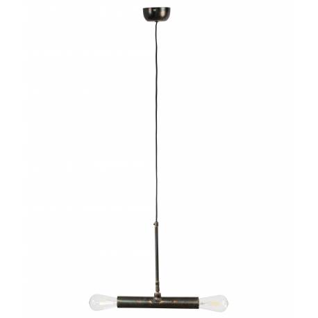 Suspension Double Doppio Dutchbone Luminaire 2 Ampoules Orientable en Acier Noir Antique 11,5x30,5x142,5cm