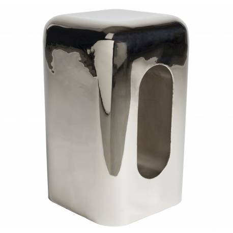 Table d'Appoint Creek Zuiver Bout de Canapé en Acier Argent Sellette Esprit Design Finition Brillante 29x29x48cm