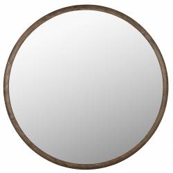Miroir Gale Dutchbone Glace Murale avec Contour en Bois d'Hévéa Miroir Rond 3x80x80cm