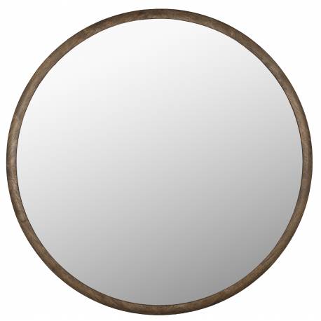 Miroir Gale Dutchbone Glace Murale avec Contour en Bois d'Hévéa Miroir Rond 3x80x80cm