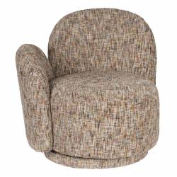Fauteuil Lounge Rose Multicolore Dutchbone Banquette Pivotante Look Rétro Siège 1 Personne Bois et Tissu 74x76x76cm