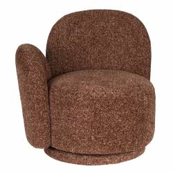 Fauteuil Lounge Rose Bordeaux Dutchbone Banquette Pivotante Look Rétro Siège 1 Personne Bois et Tissu 74x76x76cm