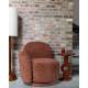 Fauteuil Lounge Rose Bordeaux Dutchbone Banquette Pivotante Look Rétro Siège 1 Personne Bois et Tissu 74x76x76cm