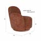 Fauteuil Lounge Rose Bordeaux Dutchbone Banquette Pivotante Look Rétro Siège 1 Personne Bois et Tissu 74x76x76cm