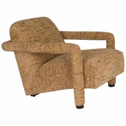 Fauteuil Lounge Kent Ocre Dutchbone Siège de Salon 1 Place Style Vintage en Bois et Tissu 66x74x86cm