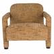Fauteuil Lounge Kent Ocre Dutchbone Siège de Salon 1 Place Style Vintage en Bois et Tissu 66x74x86cm