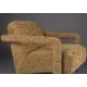 Fauteuil Lounge Kent Ocre Dutchbone Siège de Salon 1 Place Style Vintage en Bois et Tissu 66x74x86cm