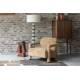 Fauteuil Lounge Kent Ocre Dutchbone Siège de Salon 1 Place Style Vintage en Bois et Tissu 66x74x86cm