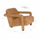 Fauteuil Lounge Kent Ocre Dutchbone Siège de Salon 1 Place Style Vintage en Bois et Tissu 66x74x86cm
