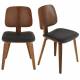 Lot de 2 Chaises Design Brad Signature Tendance Sièges de Salon en Bois et Vinyle Noir 48,5x49x80,5cm